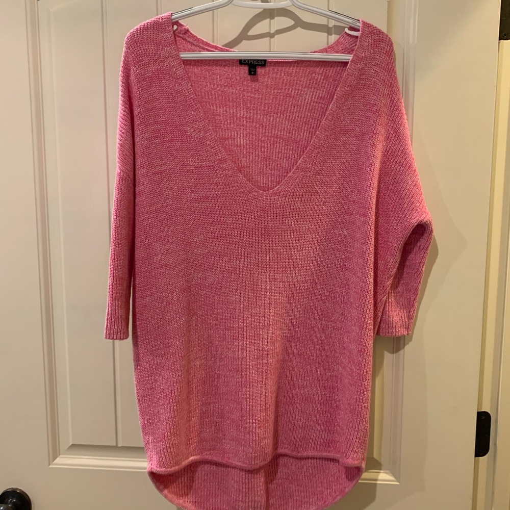 Off the shoulders pink sweater tunic